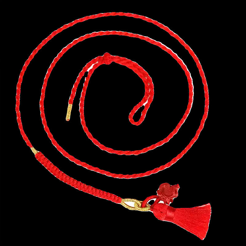 Buddha Stones天然辰砂龍の祝福赤い紐のベリーチェーン