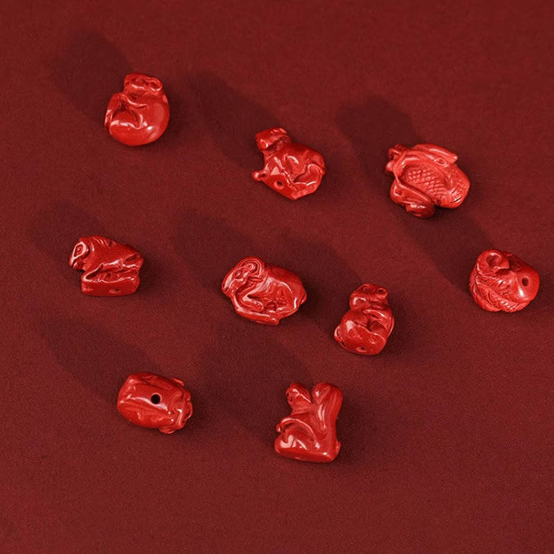 Buddha Stones天然辰砂龍の祝福赤い紐のベリーチェーン