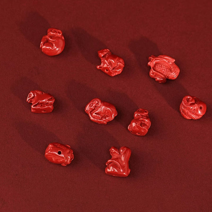 Buddha Stones天然辰砂龍の祝福赤い紐のベリーチェーン