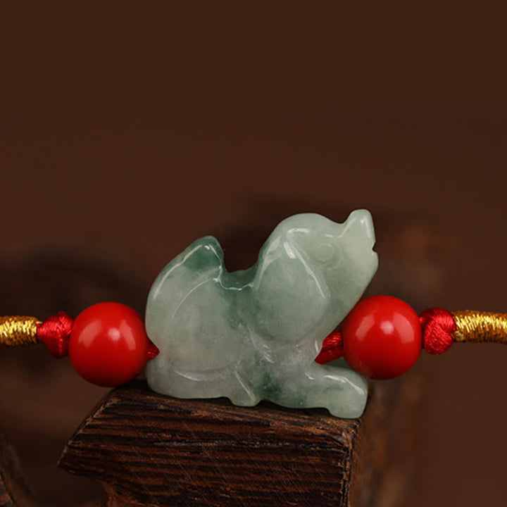 Buddha Stones翡翠平和バックル祝福赤い紐ベリーチェーン