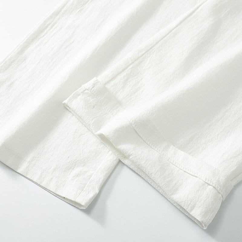 Buddha Stonesクロスカラーコットン唐装漢服トップスパンツメンズセット - image 18