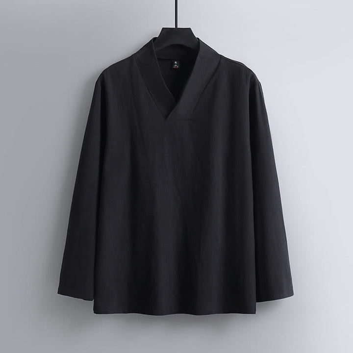 Buddha Stonesクロスカラークロップド丈ブルマーコットン唐装漢服トップスパンツ衣類メンズセット - image 10