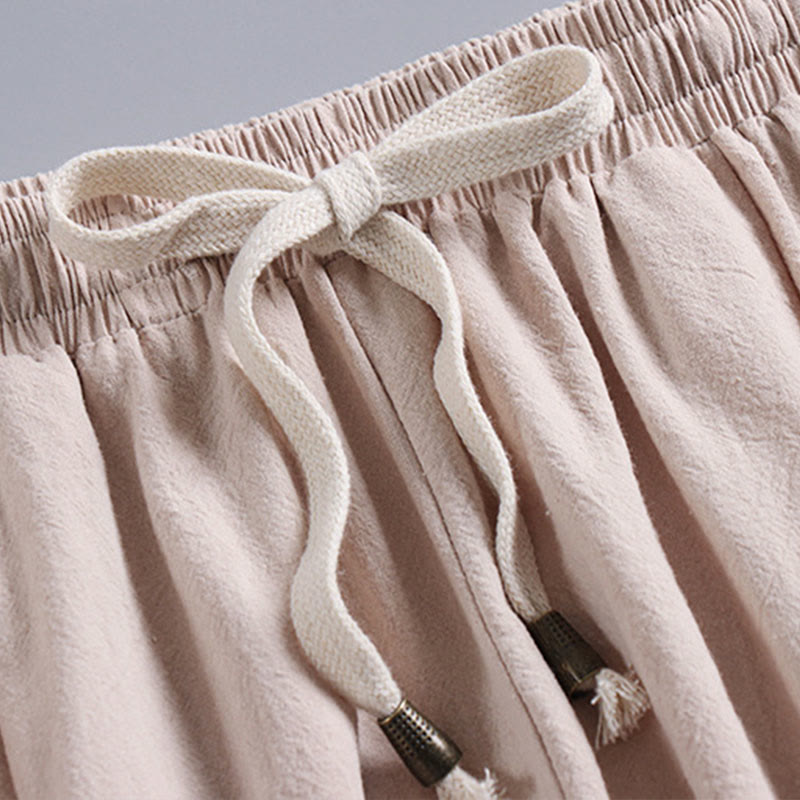 Buddha Stonesクロスカラークロップド丈ブルマーコットン唐装漢服トップスパンツ衣類メンズセット - image 5