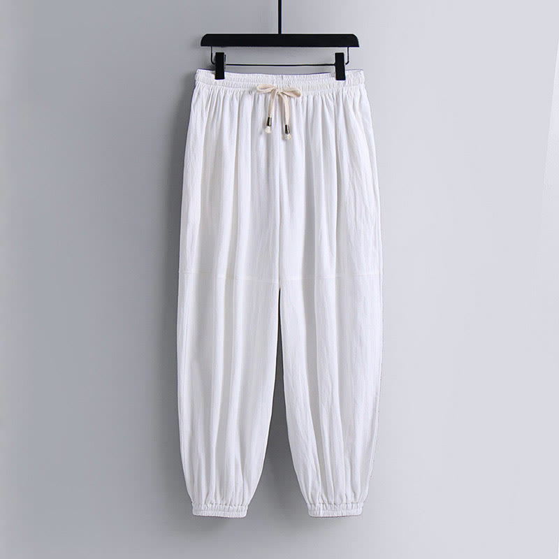 Buddha Stonesクロスカラークロップド丈ブルマーコットン唐装漢服トップスパンツ衣類メンズセット - image 18