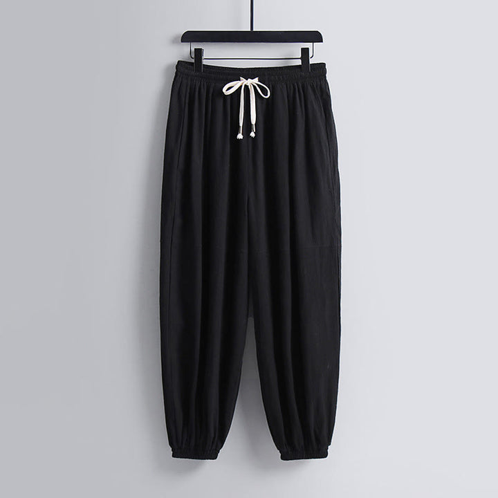 Buddha Stonesクロスカラークロップド丈ブルマーコットン唐装漢服トップスパンツ衣類メンズセット - image 15