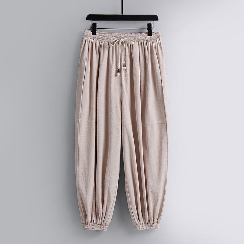 Buddha Stonesクロスカラークロップド丈ブルマーコットン唐装漢服トップスパンツ衣類メンズセット - image 2