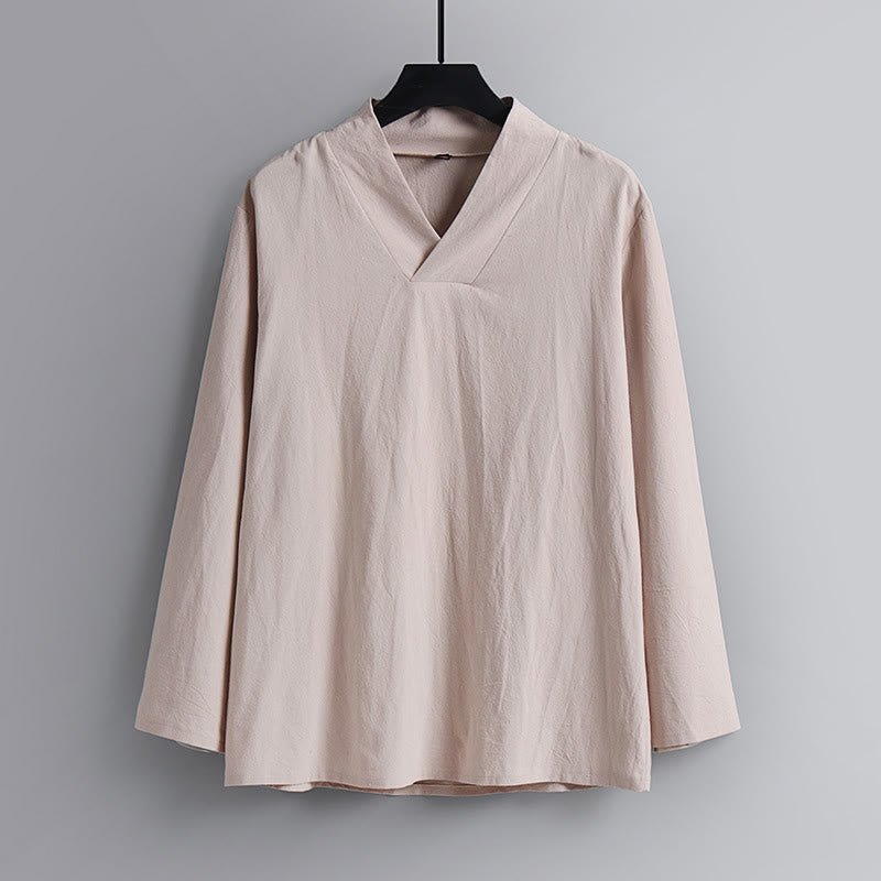 Buddha Stonesクロスカラークロップド丈ブルマーコットン唐装漢服トップスパンツ衣類メンズセット - image 1