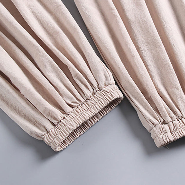 Buddha Stonesクロスカラークロップド丈ブルマーコットン唐装漢服トップスパンツ衣類メンズセット - image 7