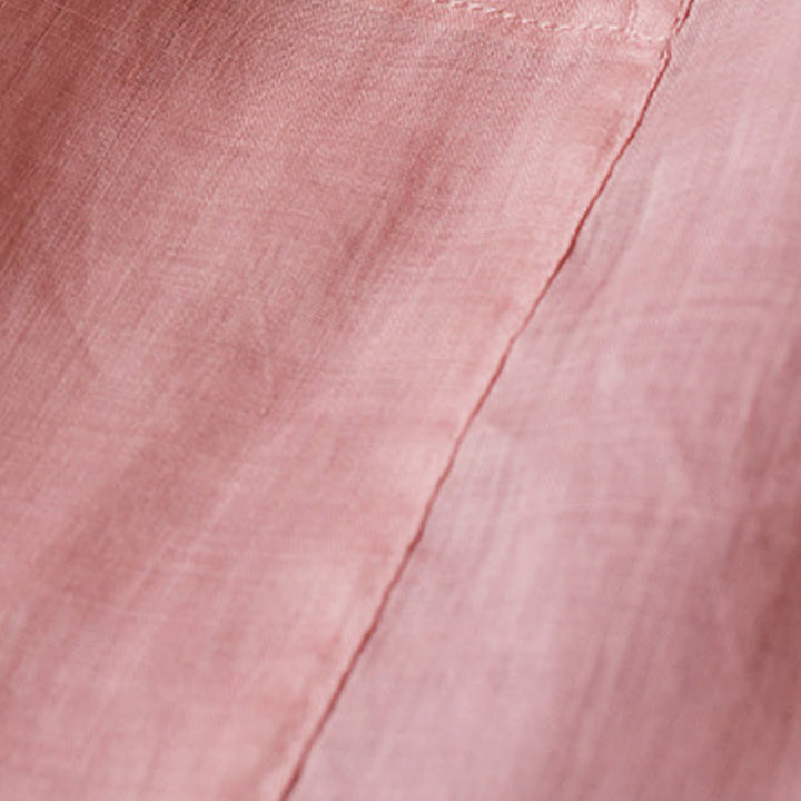 Buddha Stonesプラスサイズ Vネック カジュアル 無地 長袖シャツ コットンリネン レディース シャツ