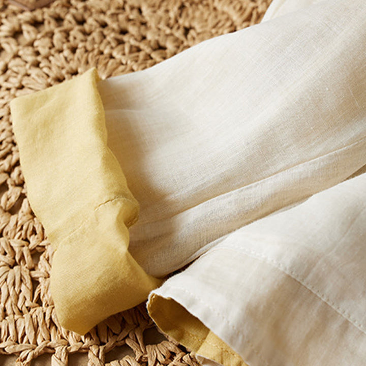 Buddha Stonesプラスサイズ Vネック カジュアル 無地 長袖シャツ コットンリネン レディース シャツ