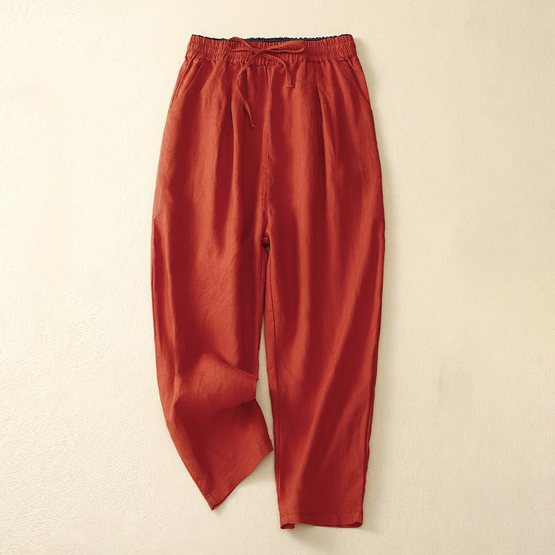 Buddha Stonesヴィンテージ ハイウエスト レースアップ コットンリネン ハーレムパンツ ポケット付き - トマト - US8-10,UK/AU12-14,EU40-42 (2XL) - image 7