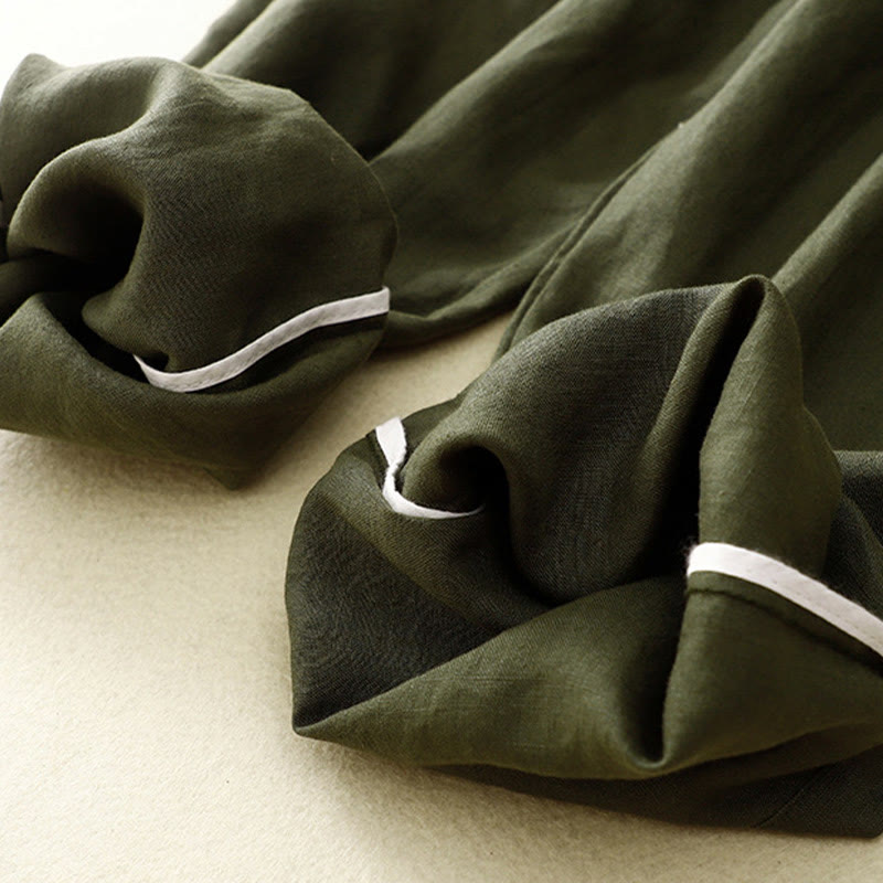 Buddha Stonesヴィンテージ ハイウエスト レースアップ コットンリネン ハーレムパンツ ポケット付き - image 36