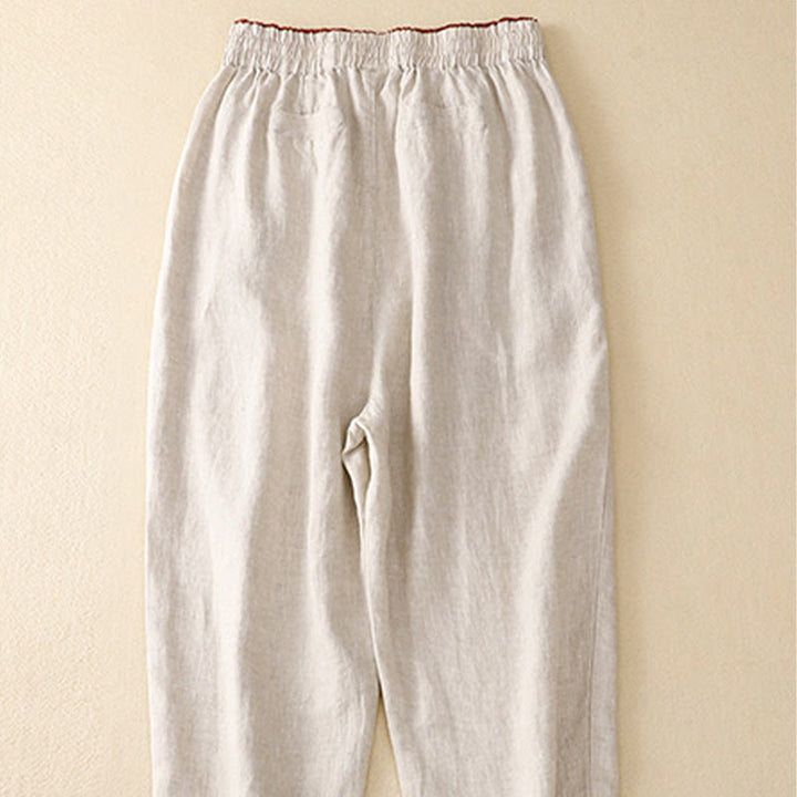 Buddha Stonesヴィンテージ ハイウエスト レースアップ コットンリネン ハーレムパンツ ポケット付き - image 32