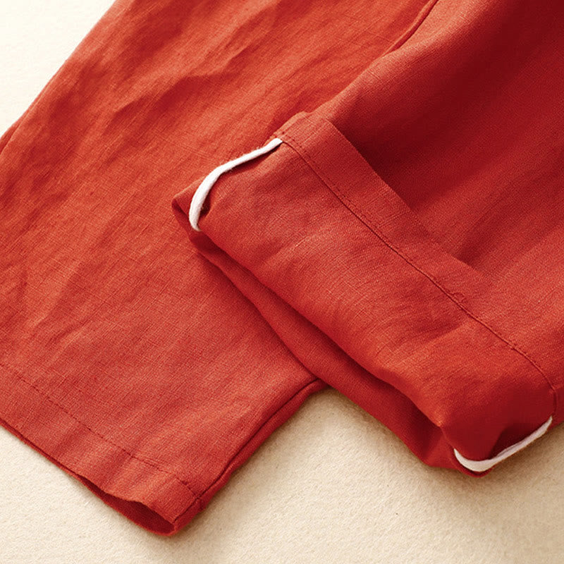 Buddha Stonesヴィンテージ ハイウエスト レースアップ コットンリネン ハーレムパンツ ポケット付き - image 12