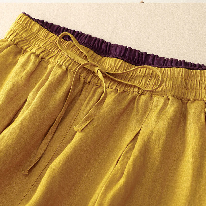 Buddha Stonesヴィンテージ ハイウエスト レースアップ コットンリネン ハーレムパンツ ポケット付き - image 14