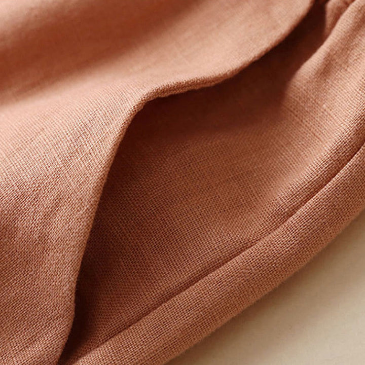 Buddha Stonesカジュアル ハイウエスト レースアップ ワイドレッグパンツ ポケット付き - image 6