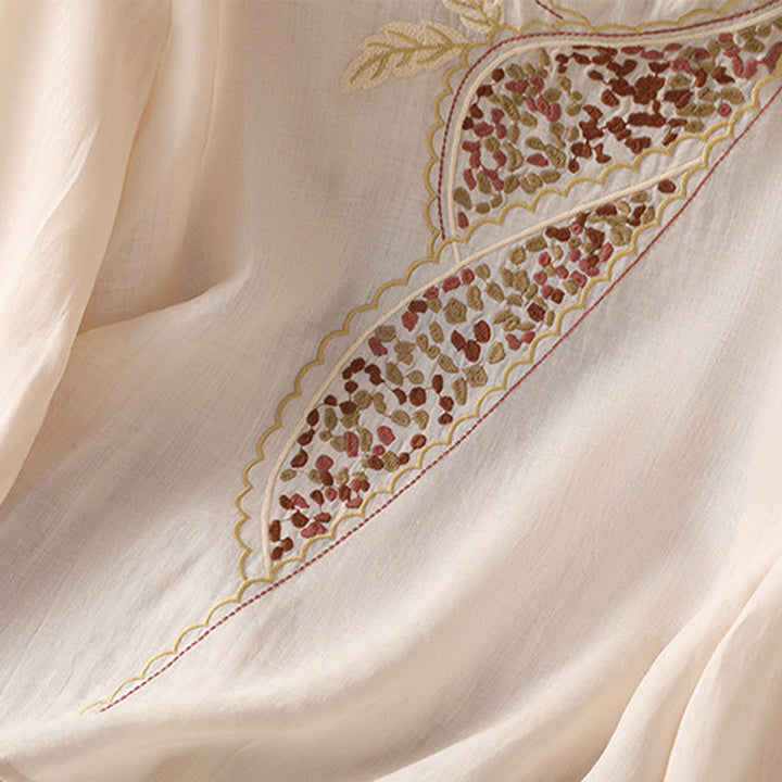 Buddha Stonesエスニック刺繍クルーネックコットンリネンプルオーバー - image 28