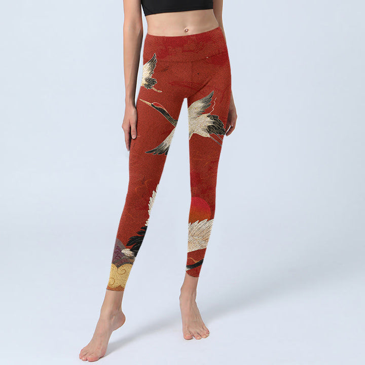 Buddha Stonesと鶴のプリント ライクラ生地 フィットネスレギンス レディース ヨガパンツ - image 7