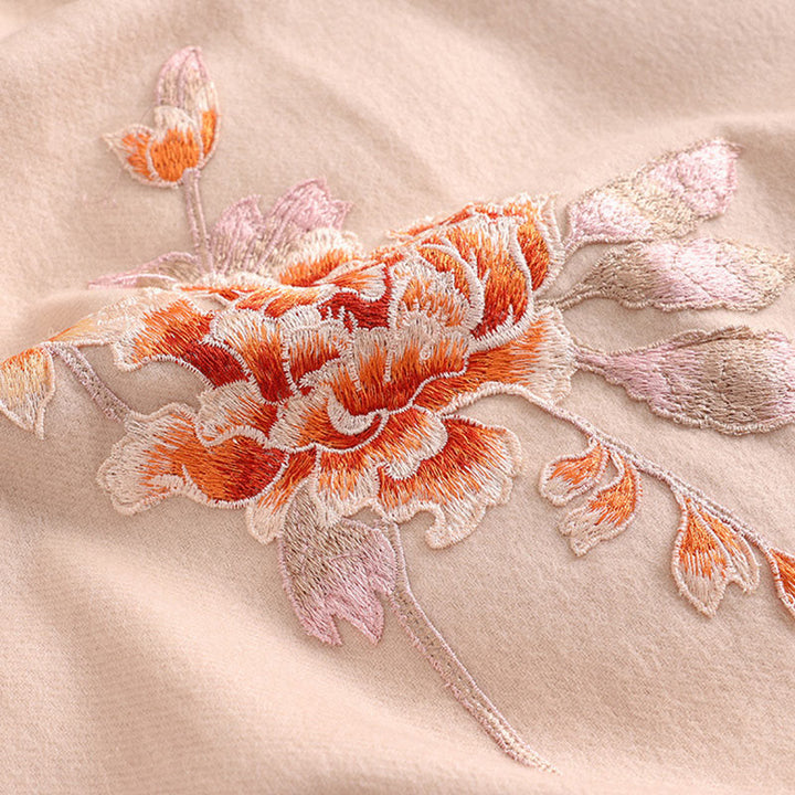 Buddha Stonesウールショール レッドフラワー刺繍タッセル 冬用 心地よいトラベルスカーフラップ