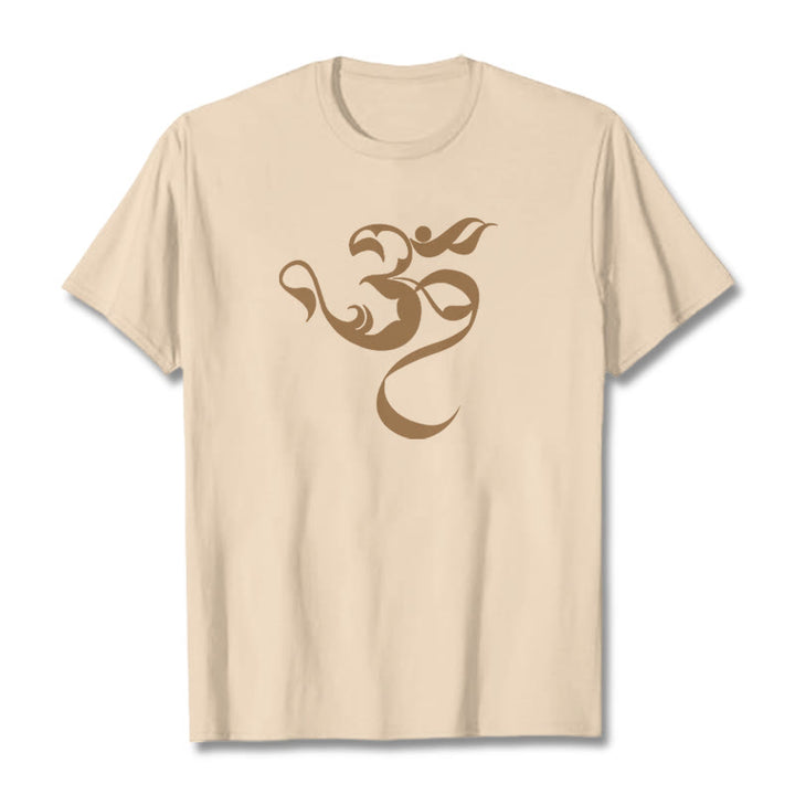 Buddha Stonesオーム図デザインコットンTシャツ - ビスク - 2XL - image 12