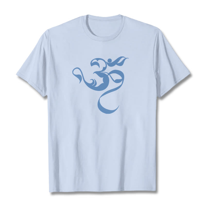 Buddha Stonesオーム図デザインコットンTシャツ - ライトシアン - 2XL - image 11