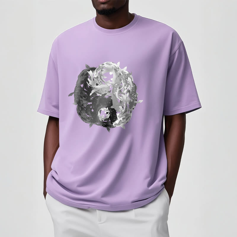 Buddha Stonesと陰陽鯉のコンビネーションコットンTシャツ - image 18