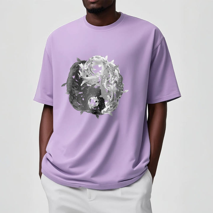 Buddha Stonesと陰陽鯉のコンビネーションコットンTシャツ - image 18