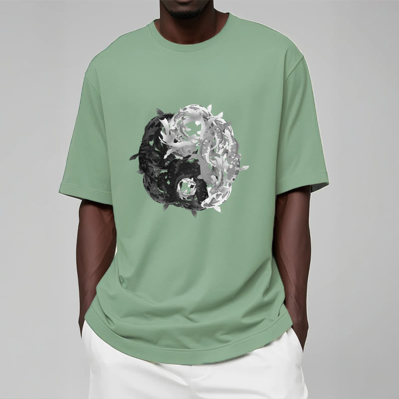 Buddha Stonesと陰陽鯉のコンビネーションコットンTシャツ - image 16