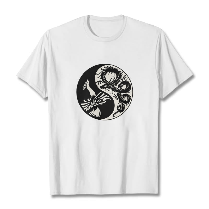 Buddha Stonesフェニックス陰陽コットンTシャツ - 白 - 2XL - image 6