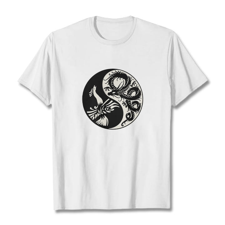 Buddha Stonesフェニックス陰陽コットンTシャツ - 白 - 2XL - image 6