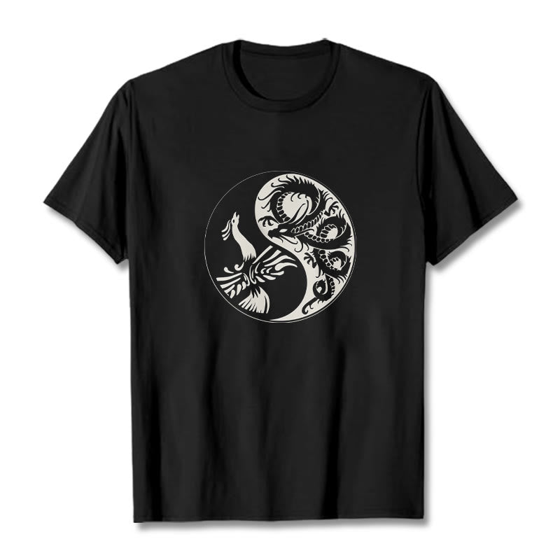 Buddha Stonesフェニックス陰陽コットンTシャツ - 黒 - 2XL - image 1