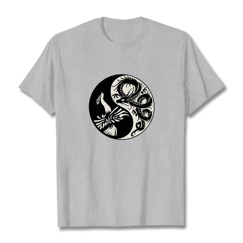 Buddha Stonesフェニックス陰陽コットンTシャツ - ライトグレー - 2XL - image 11