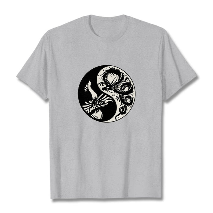Buddha Stonesフェニックス陰陽コットンTシャツ - ライトグレー - 2XL - image 11