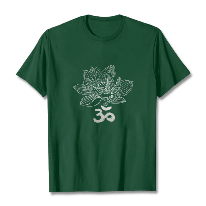 Buddha Stonesオム ロータス スケッチ コットン Tシャツ - フォレストグリーン - 2XL - image 6