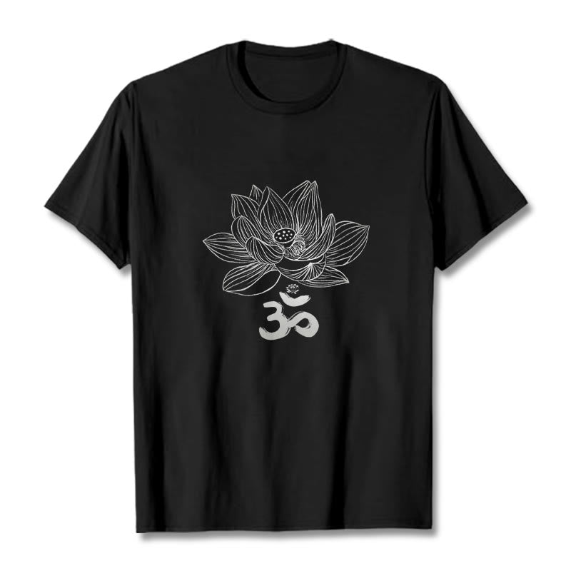 Buddha Stonesオム ロータス スケッチ コットン Tシャツ - 黒 - 2XL - image 1
