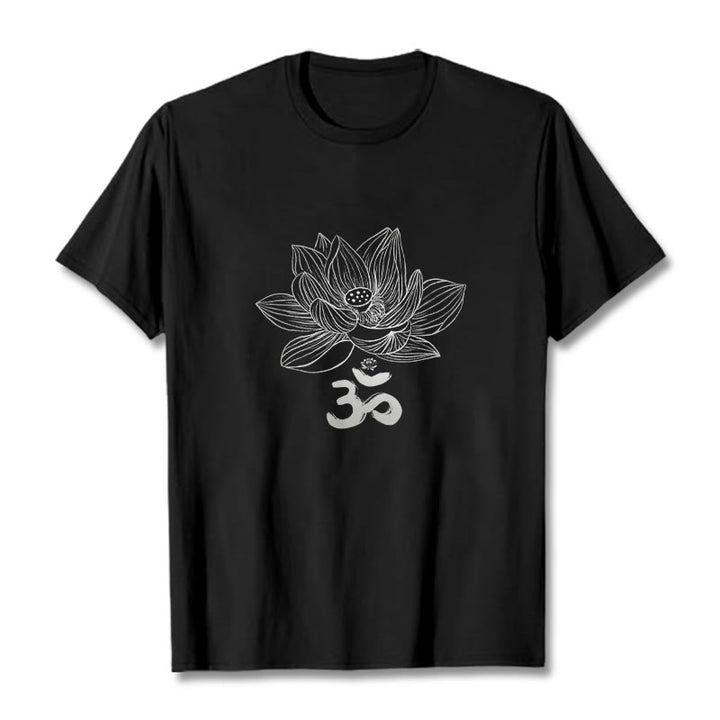 Buddha Stonesオム ロータス スケッチ コットン Tシャツ - 黒 - 2XL - image 1