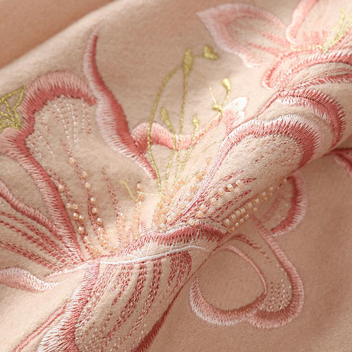 Buddha Stonesウールショール ユリ刺繍タッセル 冬用 心地よい旅行用スカーフ ラップ