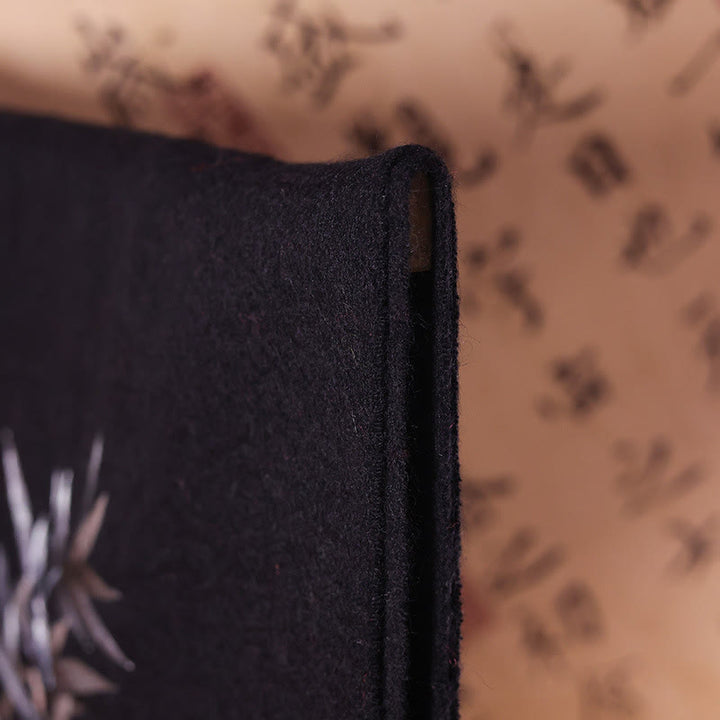 Buddha Stonesウールショール 竹の葉刺繍タッセル 冬用 心地よい旅行用スカーフ ラップ