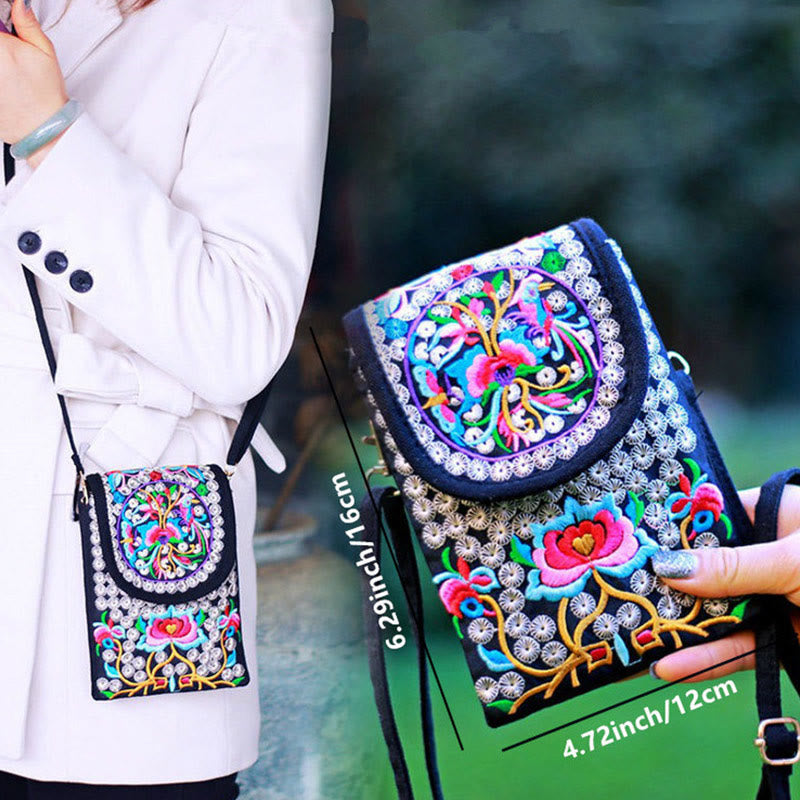 Buddha Stonesイヌラ フラワー ローズ 刺繍 キャンバス バックパック クロスボディバッグ