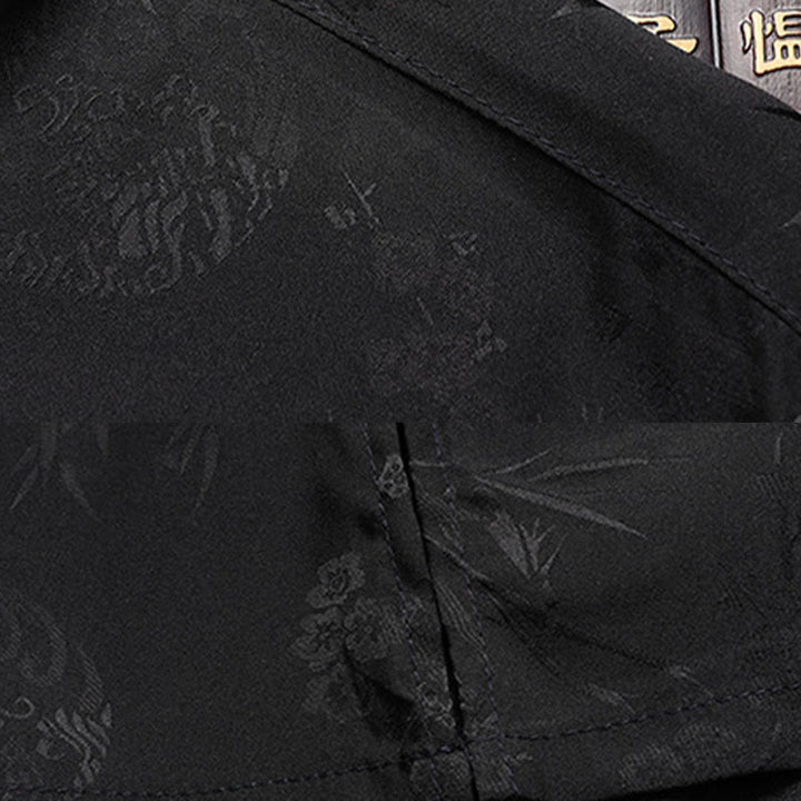 Buddha Stones石竹桃の花唐装漢服伝統制服半袖トップスパンツ衣類メンズセット