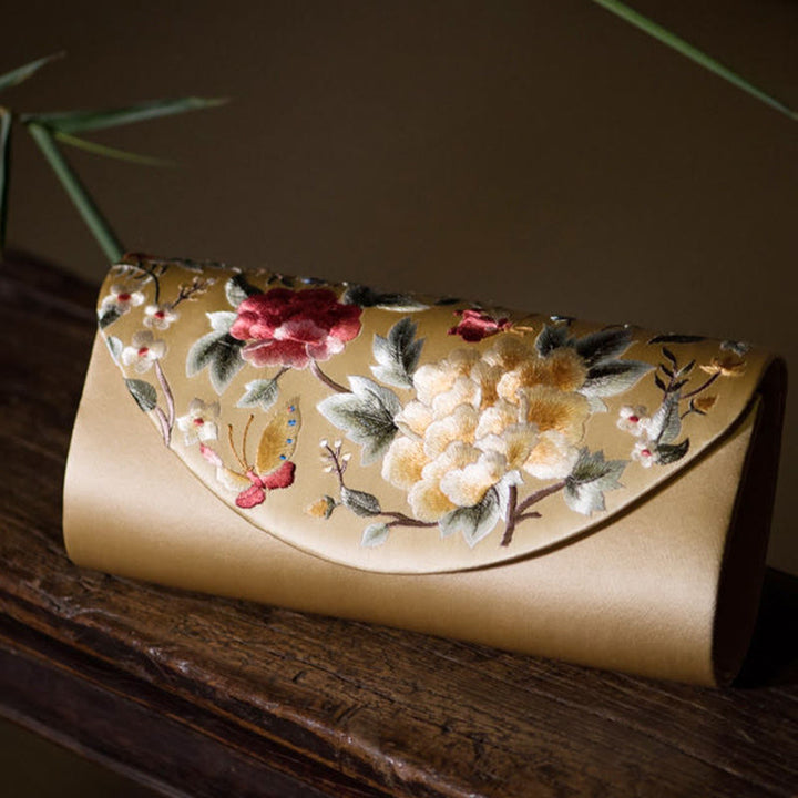 Buddha Stones牡丹チューリップ蘇刺繍ウェディングショッピング財布ハンドバッグクロスボディバッグ