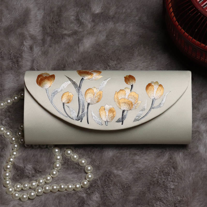 Buddha Stones牡丹チューリップ蘇刺繍ウェディングショッピング財布ハンドバッグクロスボディバッグ