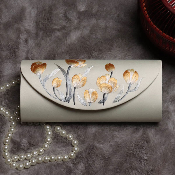 Buddha Stones牡丹チューリップ蘇刺繍ウェディングショッピング財布ハンドバッグクロスボディバッグ