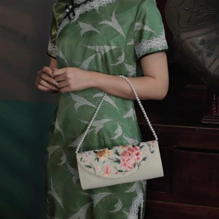 Buddha Stones牡丹チューリップ蘇刺繍ウェディングショッピング財布ハンドバッグクロスボディバッグ