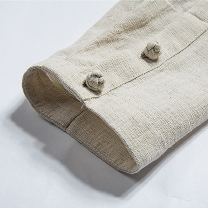 Buddha Stonesの秋の中国漢服コットンリネンメンズジャケット - image 10