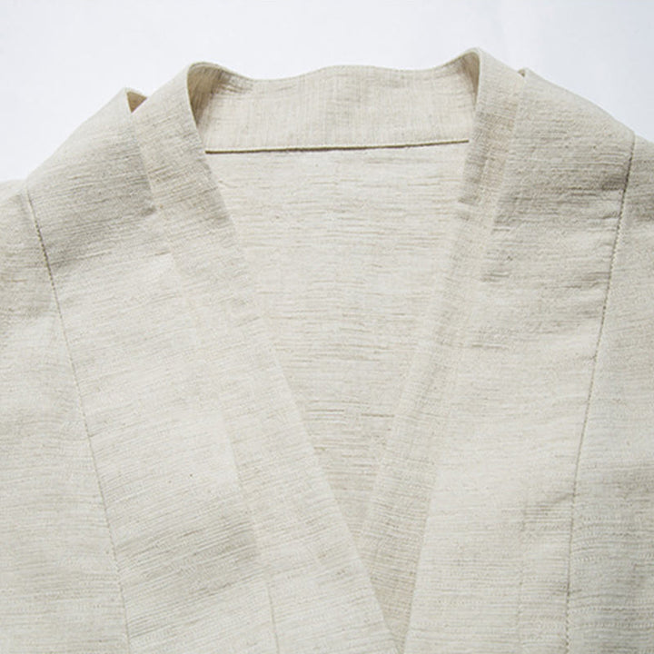 Buddha Stonesの秋の中国漢服コットンリネンメンズジャケット - image 9