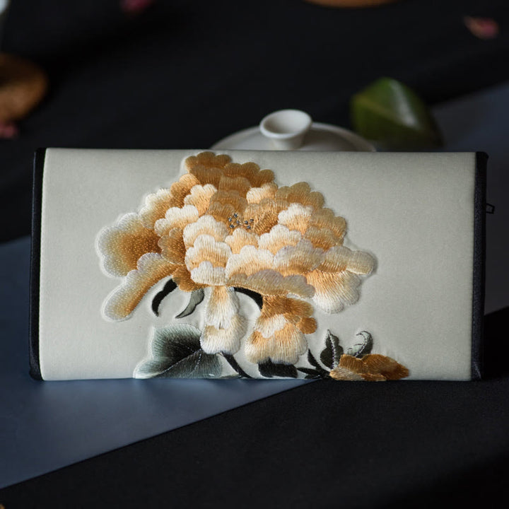 Buddha Stones牡丹花蘇刺繍の旅ショッピング長財布ハンドバッグ