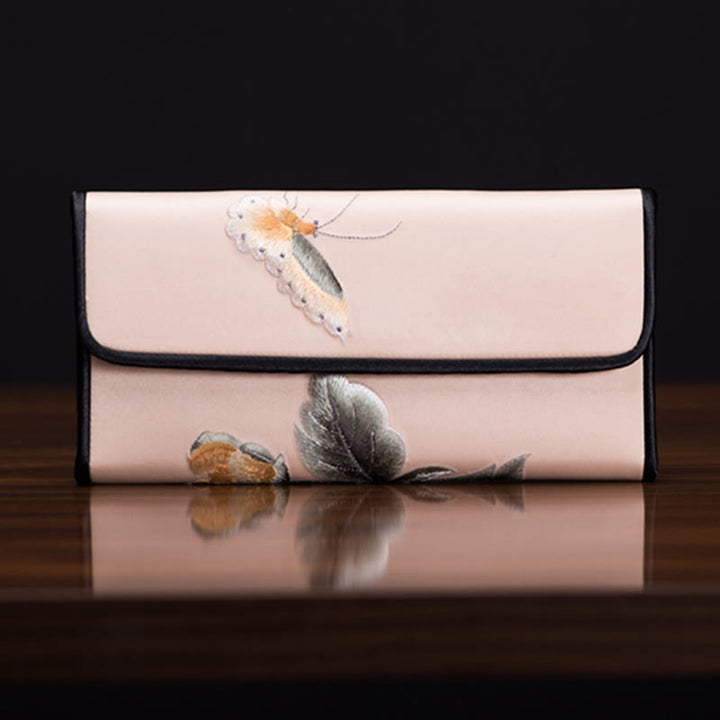 Buddha Stones牡丹花蘇刺繍の旅ショッピング長財布ハンドバッグ