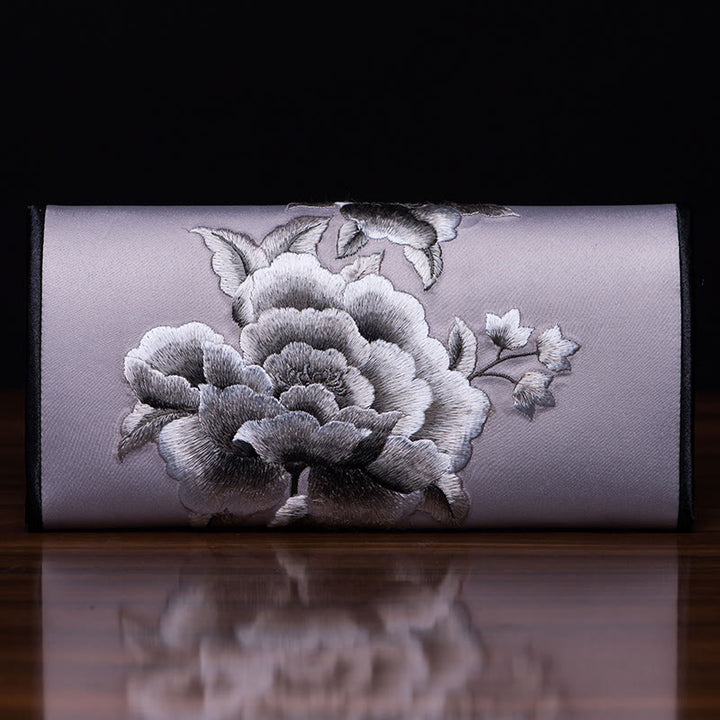 Buddha Stones牡丹蘇刺繍の旅ショッピング長財布ハンドバッグ