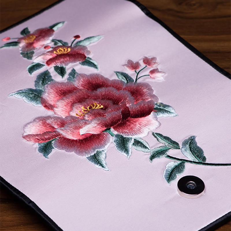 Buddha Stones牡丹蘇刺繍の旅ショッピング長財布ハンドバッグ